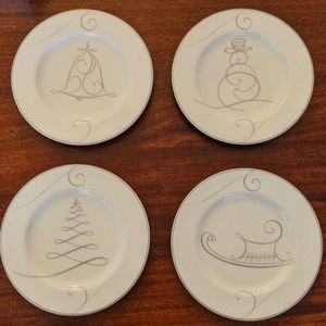 Noritake Platinum Wave Holiday Appetizer Plates